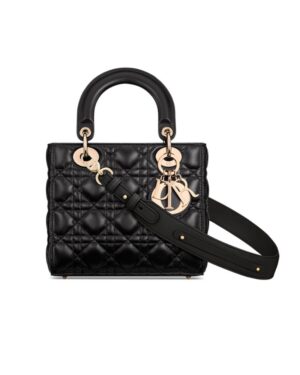 Christian Dior Lambskin Cannage Small My ABCDior Lady Dior Black