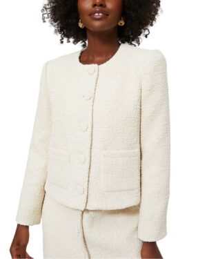cream tweed boucle lady jacket