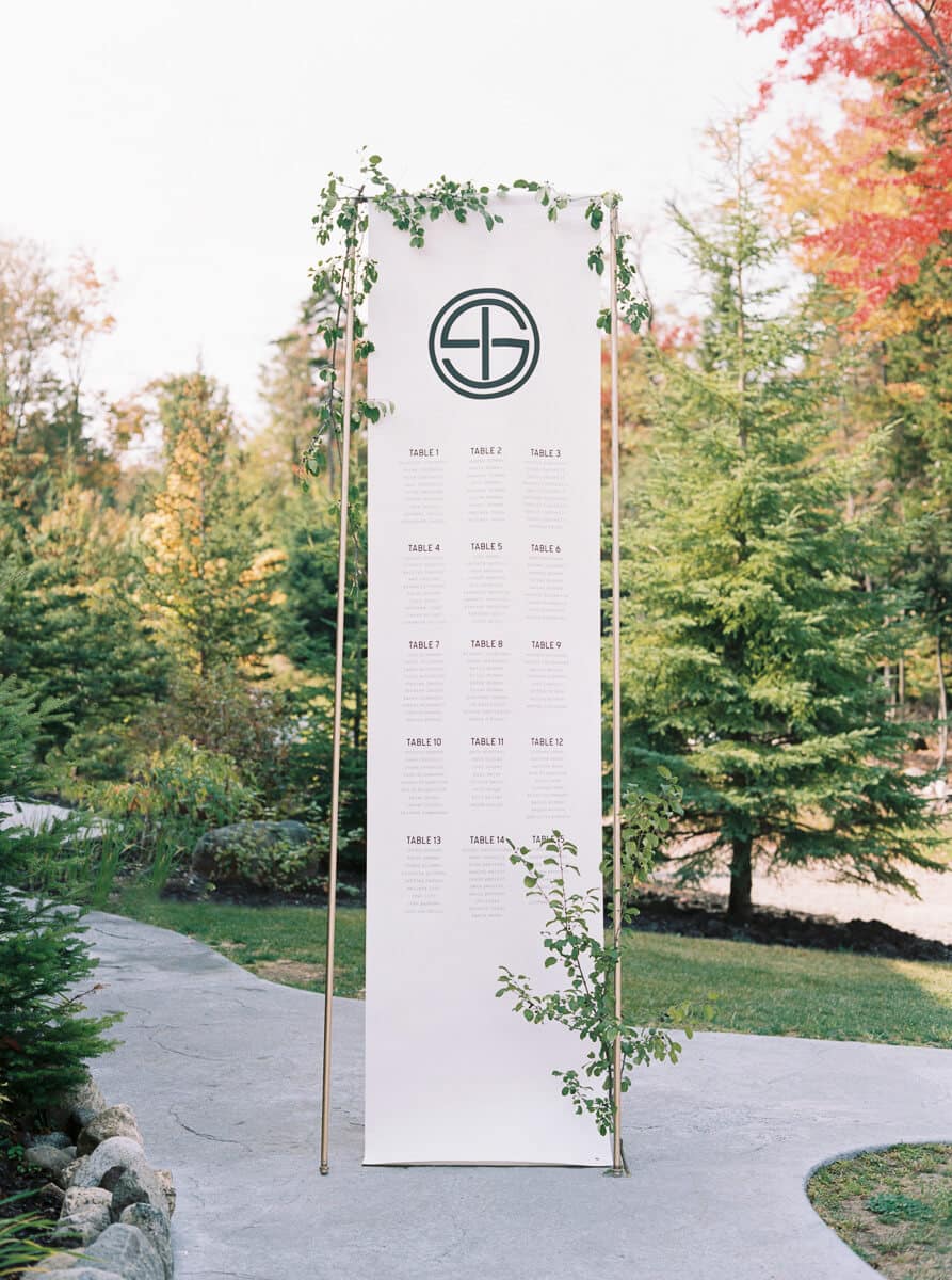 seating chart idea for lake wedding
