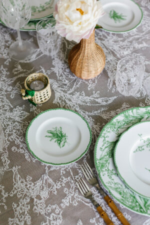 green and white tablescape