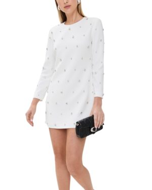 embellished white mini dress