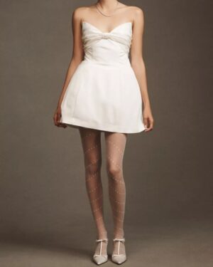 Anthro bow mini dress white