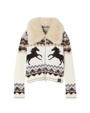 STELLA MCCARTNEY Fleece-trimmed Fair Isle wool cardigan