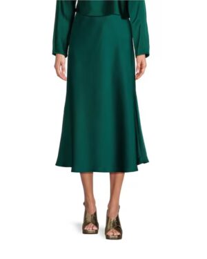 green satin skirt