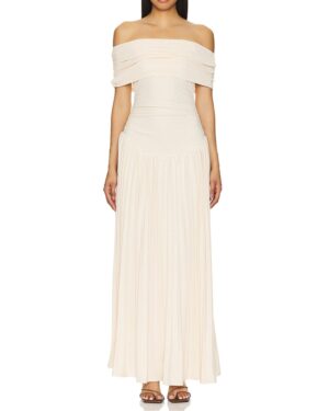 cream off shoulder dress