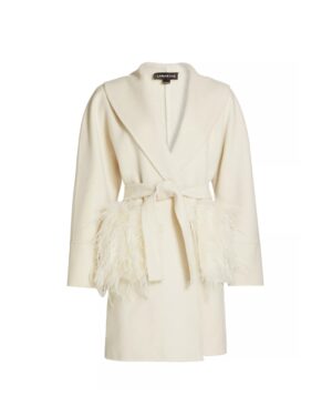 coat with feather pockets