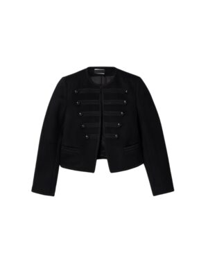 NILI LOTAN Joni cropped button-embellished satin-trimmed wool-felt jacket