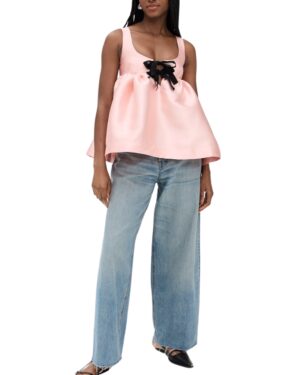 Mikado Baby Doll Top With Bow Ties