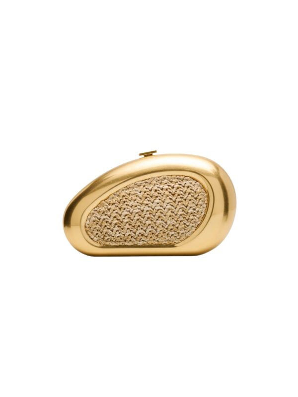 SIMKHAI Luna Oval Woven Clutch Bag