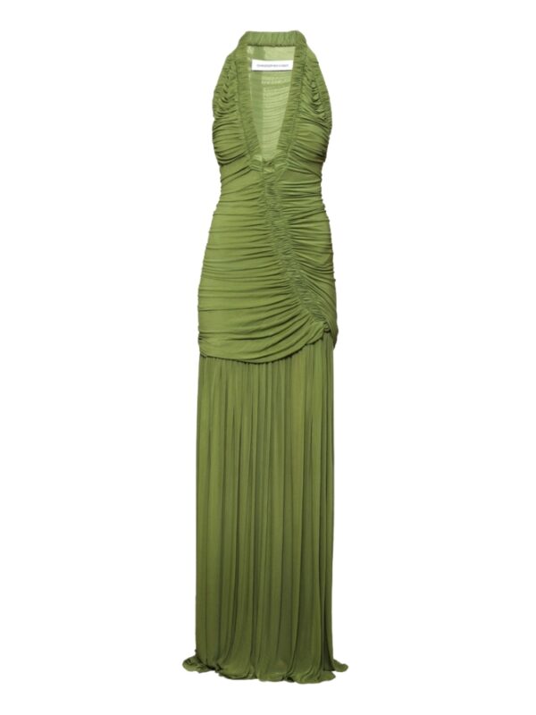 green pleated dress