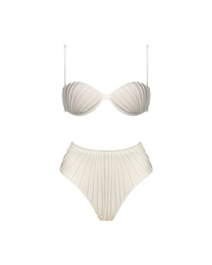 white pleated bikini set