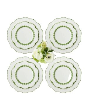 white and green plates
