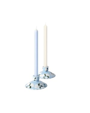 blue floral candle holders