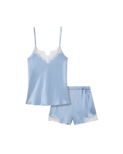 satin tank and shorts lace set