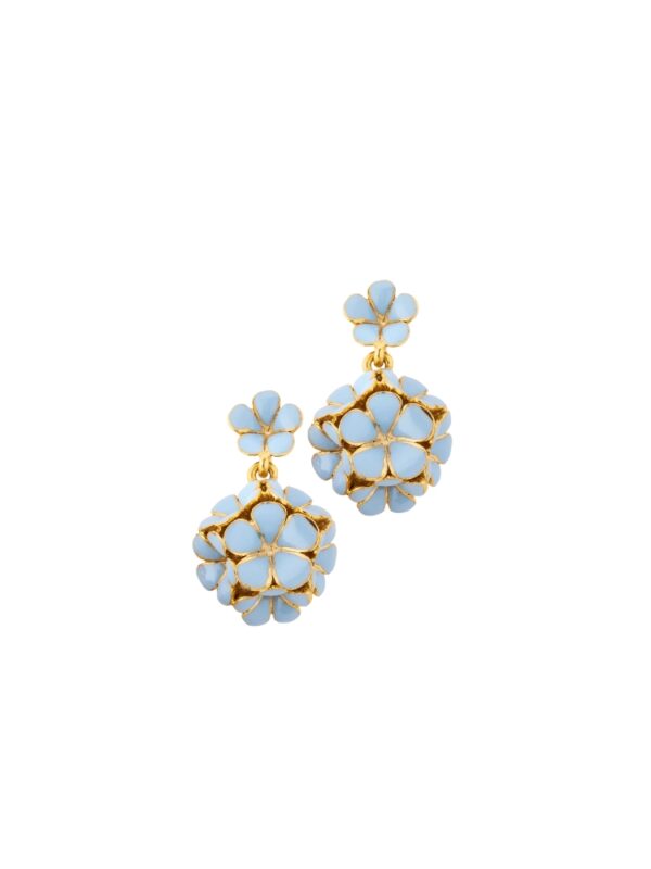 Oscar de la Renta Enamel Flower Pompon Earrings