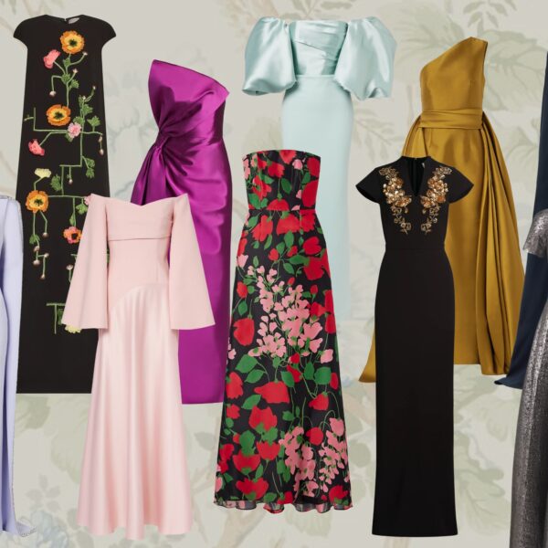 collage of mother of the groom and bride dresses