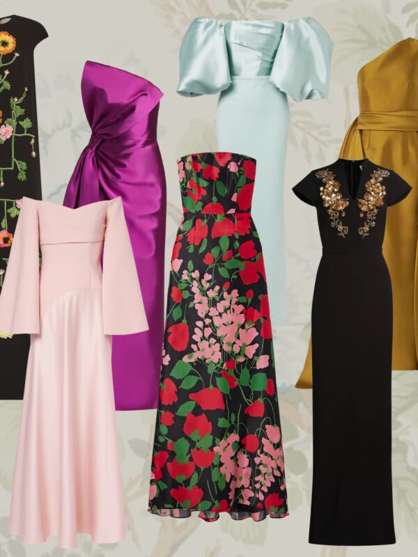 collage of mother of the groom and bride dresses