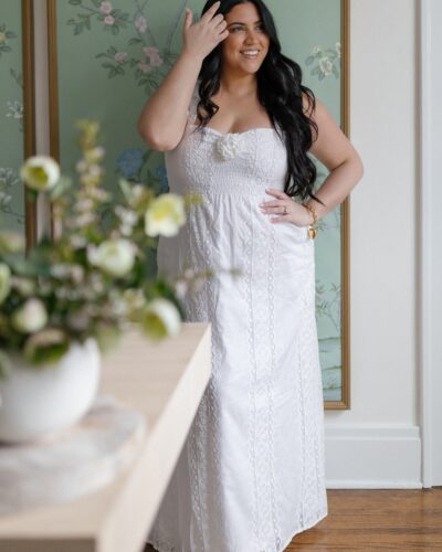 Karina in white dress