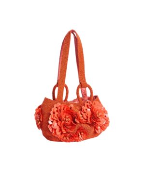 floral embellished orange bag