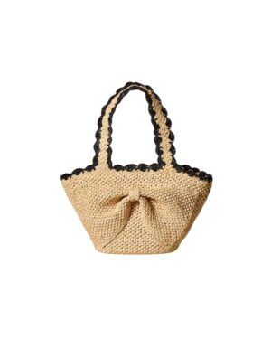 woven bow tote bag