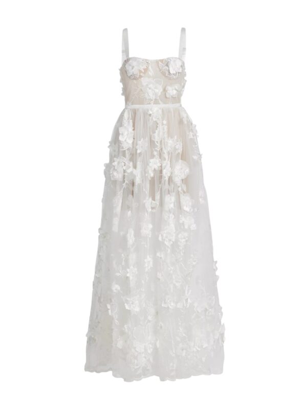 white floral wedding dress